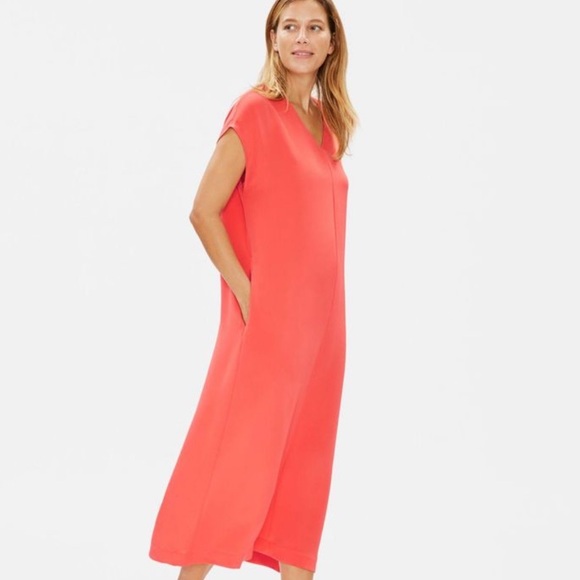 ISO🥰 Eileen Fisher Limited Edition Double Crepe Column Dress - Picture 1 of 5